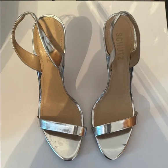 Schutz Women's Silver Sandals - Picture 1 of 7